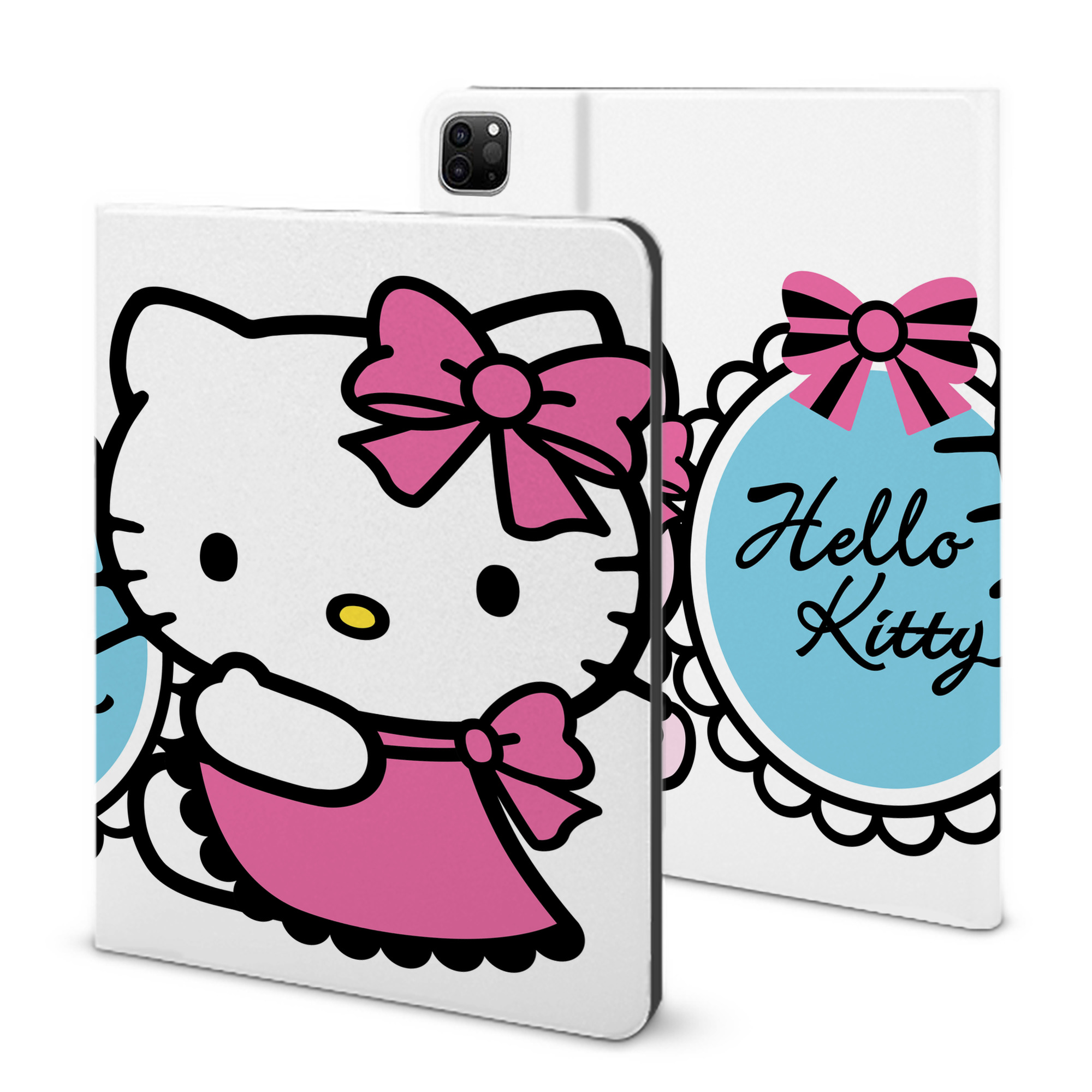（画像用） Hello Kitty ハローキティ IPad ケース ブック型 PUレザー TPU 耐衝撃 軽量 薄型 ペン収納なし 全面保護 IPad 各モデル対応
